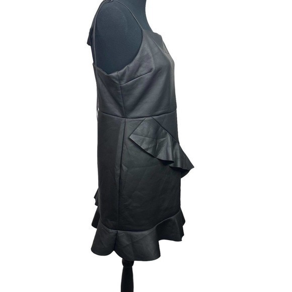 ASOS Design‎ PU Womens Size 12 Black Strappy Mini Ruffle Skirt Toe Strap Dress - Picture 3 of 9